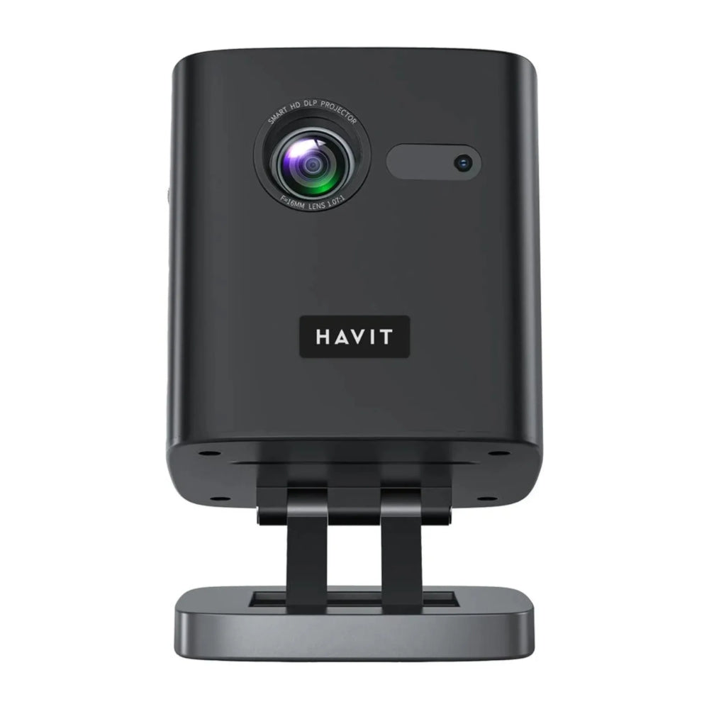 Proyector Havit Android Portatil con Soporte Nativo 960P soporta hasta 1080P 4K Tecnologia DLP-Link 3D Bateria 2 a 4 horas Doble Banda 2.4 y 5.0GHz PJ218 PRO-EU-BK