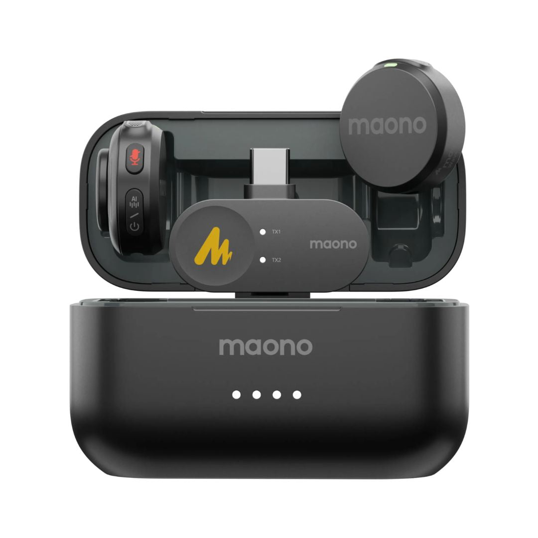 Microfono Inalambrico Maono Lavalier USB-C Formato Boton Cancelacion de Ruido Ajustable hasta 14 Niveles desde la APP WAVE T5