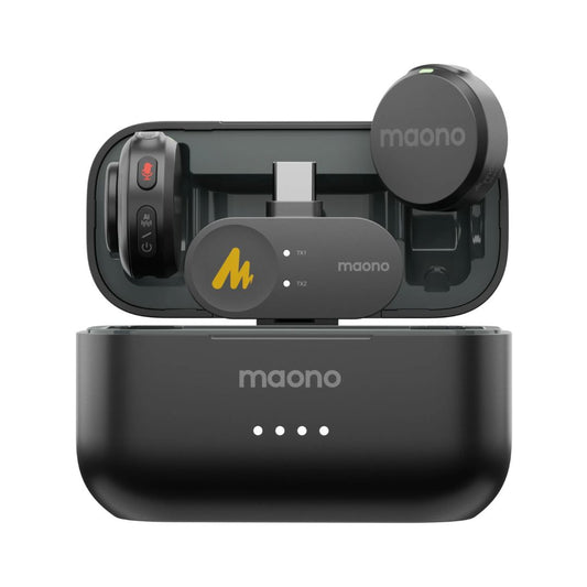 Microfono Inalambrico Maono Lavalier USB-C Formato Boton Cancelacion de Ruido Ajustable hasta 14 Niveles desde la APP WAVE T5