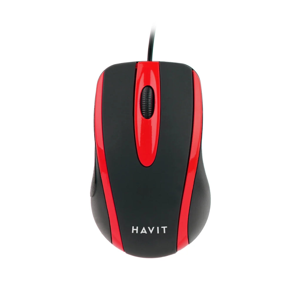 Mouse Havit Resolucion hasta 1000 DPI Diseño Ergonomico Cable USB-A color Negro y Rojo HV-MS753-B/R