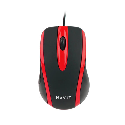 Mouse Havit Resolucion hasta 1000 DPI Diseño Ergonomico Cable USB-A color Negro y Rojo HV-MS753-B/R