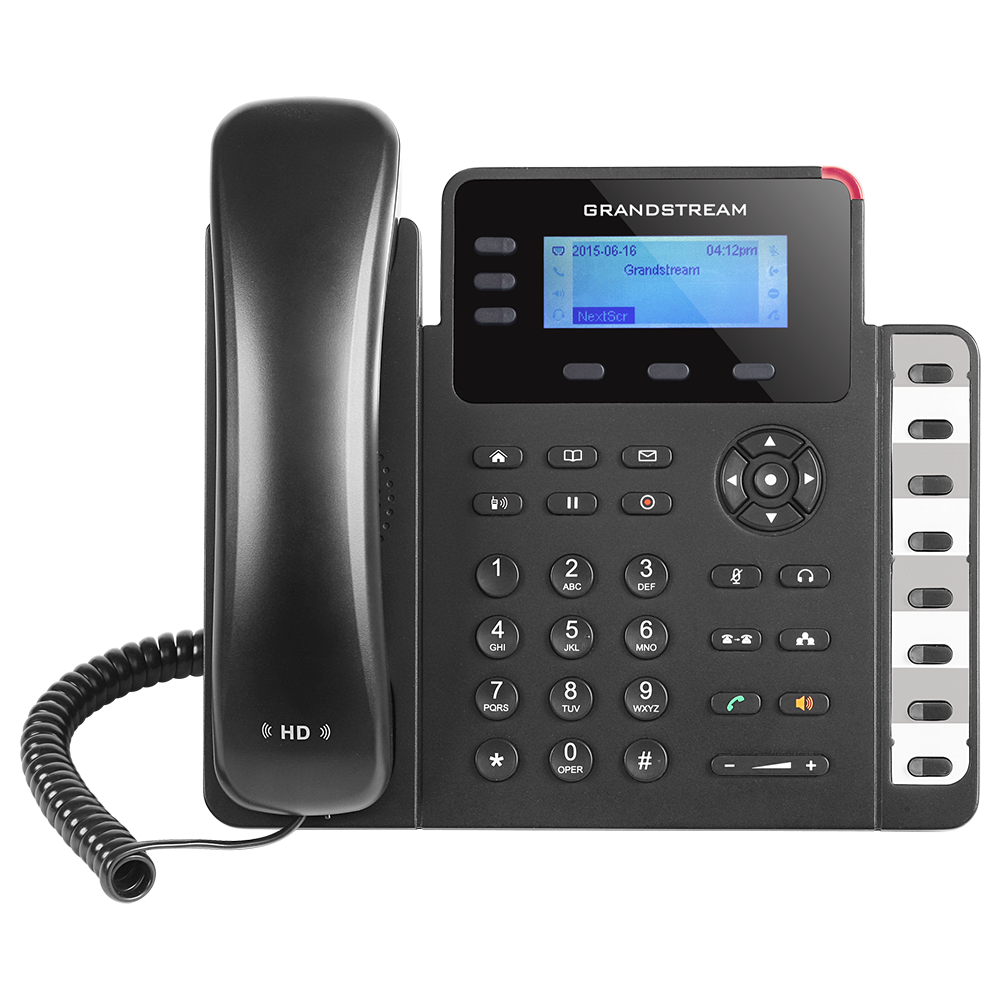 Telefono IP GranDStream 3 lineas SIP 2 Puertos Ethernet Gigabit PoE 802.3AF Audio HD 8 Teclas de Funciones Conferencia 4 Vias Incluye Adaptador GXP1630