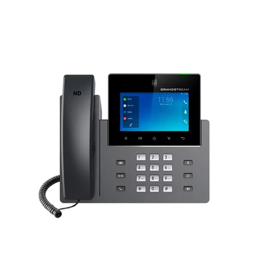 Telefono IP GranDStream 16 Lineas SIP 2 Puertos Ethernet Gigabit PoE Android 7 Pantalla IPS LCD 5" Camara 2MP WiFi Bluetooth 4.2 Salida HDMI USB Incluye Adaptador GXV3350