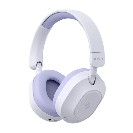 Audifonos Havit Inalambricos HI-Res Cancelacion de Ruido Activa Autonomia hasta 80 Horas Plegables Conexion a 2 Dispositivos en Simultaneo Puerto USB-C color Purpura H668BT-PRP