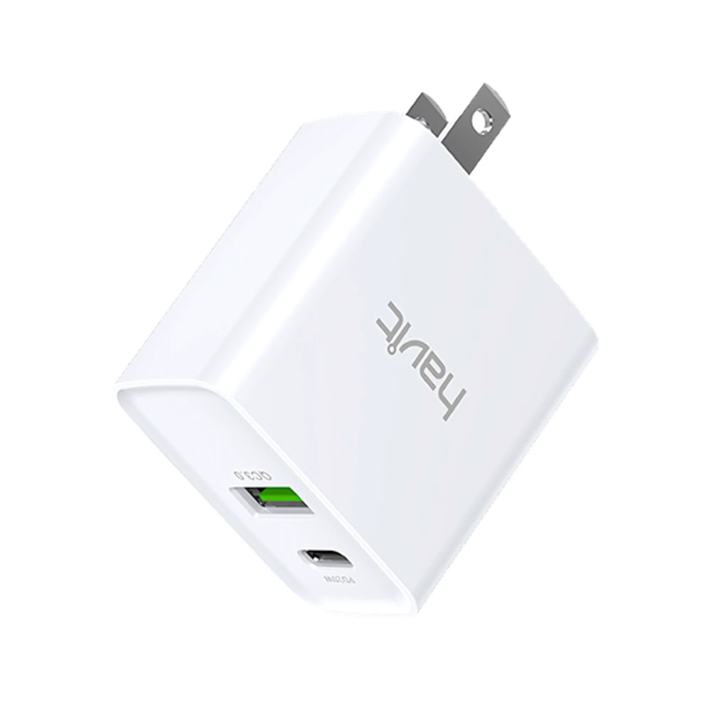 Cargador Havit PD20W + QC 3.0 USB-A 5/9/12V USB-C 5/9/12V color Blanco HV-UC111-US-W