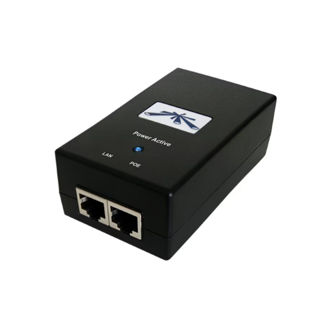 Inyector PoE Ubiquiti 48Vdc 24Watts 0.5A 2xEthernet Gigabit Compatible con Camaras IP Dahua PoE UB-POE-48-24W-G