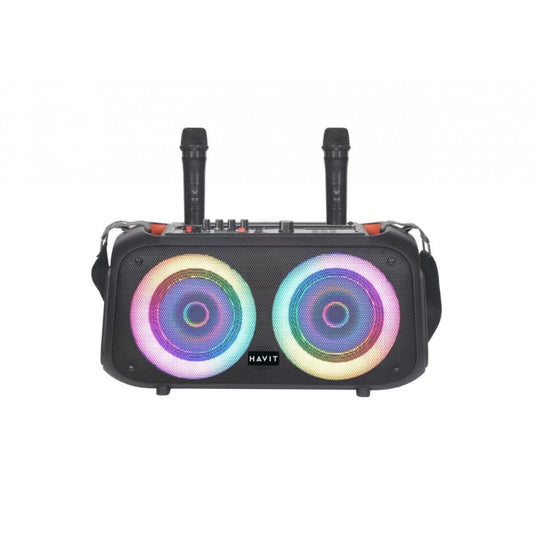 Altavoz Havit Bluetooth 5.0 RGB con 2 Microfonos Parlantes de 6.5" 20 Watts Bateria hasta 10 Horas Funcion Bluetooth USB Micro SD Radio FM Aux TWS Jack de Microfono SQ127BT
