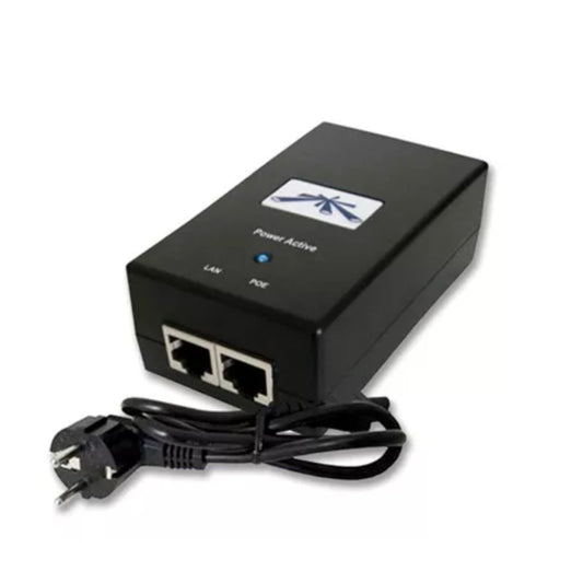 Inyector PoE Ubiquiti 24Vdc Potencia 24Watts Corriente 1.0Amp 2xEthernet NO Compatible con Camaras IP Dahua UB-POE-24-24W