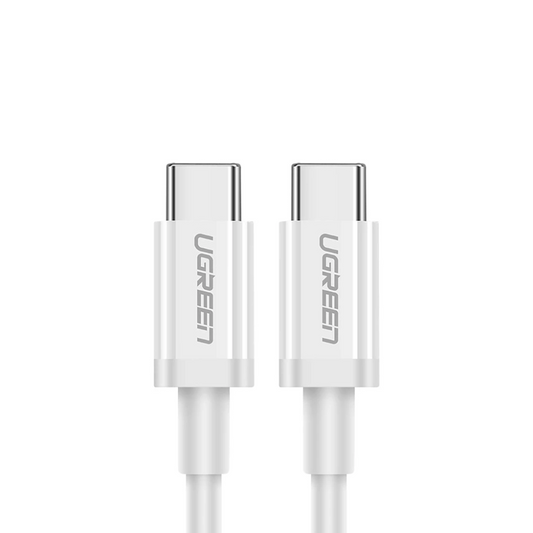 Cable Ugreen USB-C a USB-C 60W 3Amp Transferencia de Datos hasta 480Mbps de 1M de Longitud color Blanco 60518