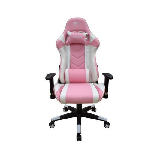 Silla Gamer Havit Gira 180 Grados Brazo Fijo Soporta hasta 150Kg color Blanco y Rosado GC932-WP
