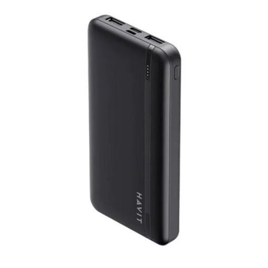 Cargador Portatil Havit Power Bank de 10.000 mAh con Indicador LED de Bateria doble salida USB-A color Negro PB89-BK