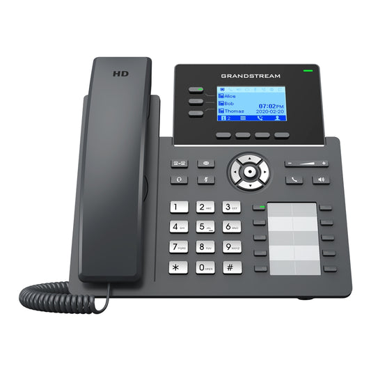 Telefono IP GranDStream 3 Lineas 6 Cuentas SIP 2 Puertos Ethernet Gigabit Pantalla LCD 2.7" Audio HD Conferencia 5 Vias No Incluye Adaptador GRP2604P