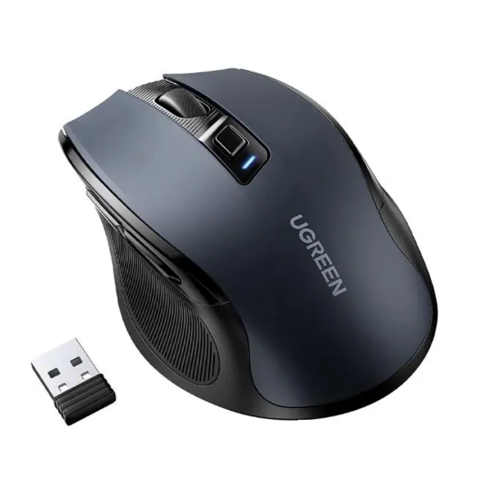 Mouse Ugreen Inalambrico 2.4GHz Ergonomico hasta 4000 DPI con 5 Botones color Negro 90545