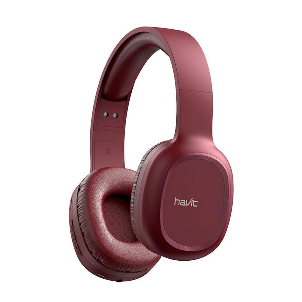 Audifonos Havit Bateria hasta 4 Horas Bluetooth 5.1 Sonido Hi-Fi Multifuncion BT-Micro SD FM Aux Diseño Plegable color Rojo H2590BT PRO-RED