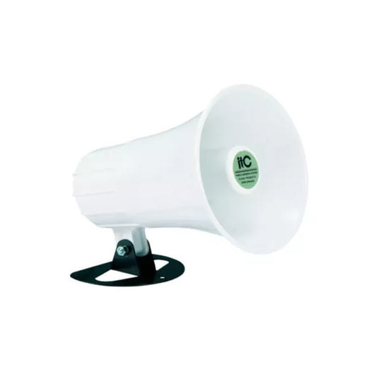 Parlante ITC para Exterior IP66 Tipo Corneta Potencia 10W 20W Nivel de Presion Sonora 102dB 1W/1M Frecuencia de Respuesta 250Hz-18KHz T-710E