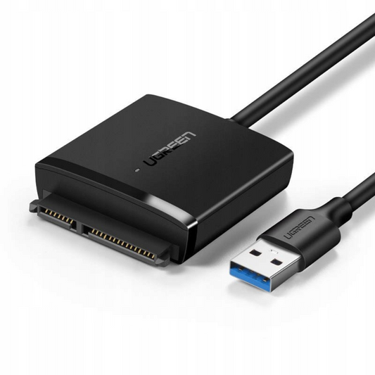 Adaptador Ugreen USB-A 3.0 a Sata 1/2/3 Compatible con HDD SSD 2.5" 3.5" Hasta 12TB Velocidad hasta 5Gbps Protocolo UASP 60561