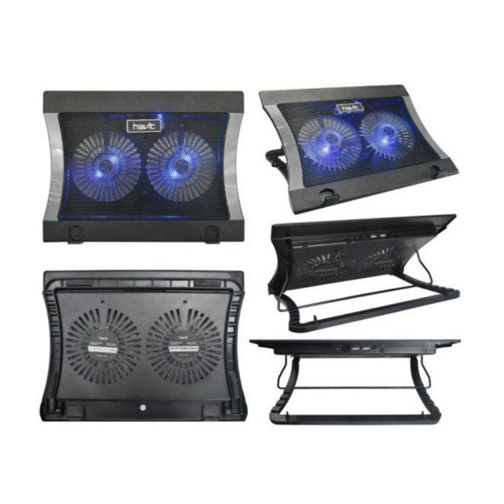 Soporte Cooler Havit para Laptop hasta 16" con 2 ventiladores y 2 Puertos USB-A HV-F2051