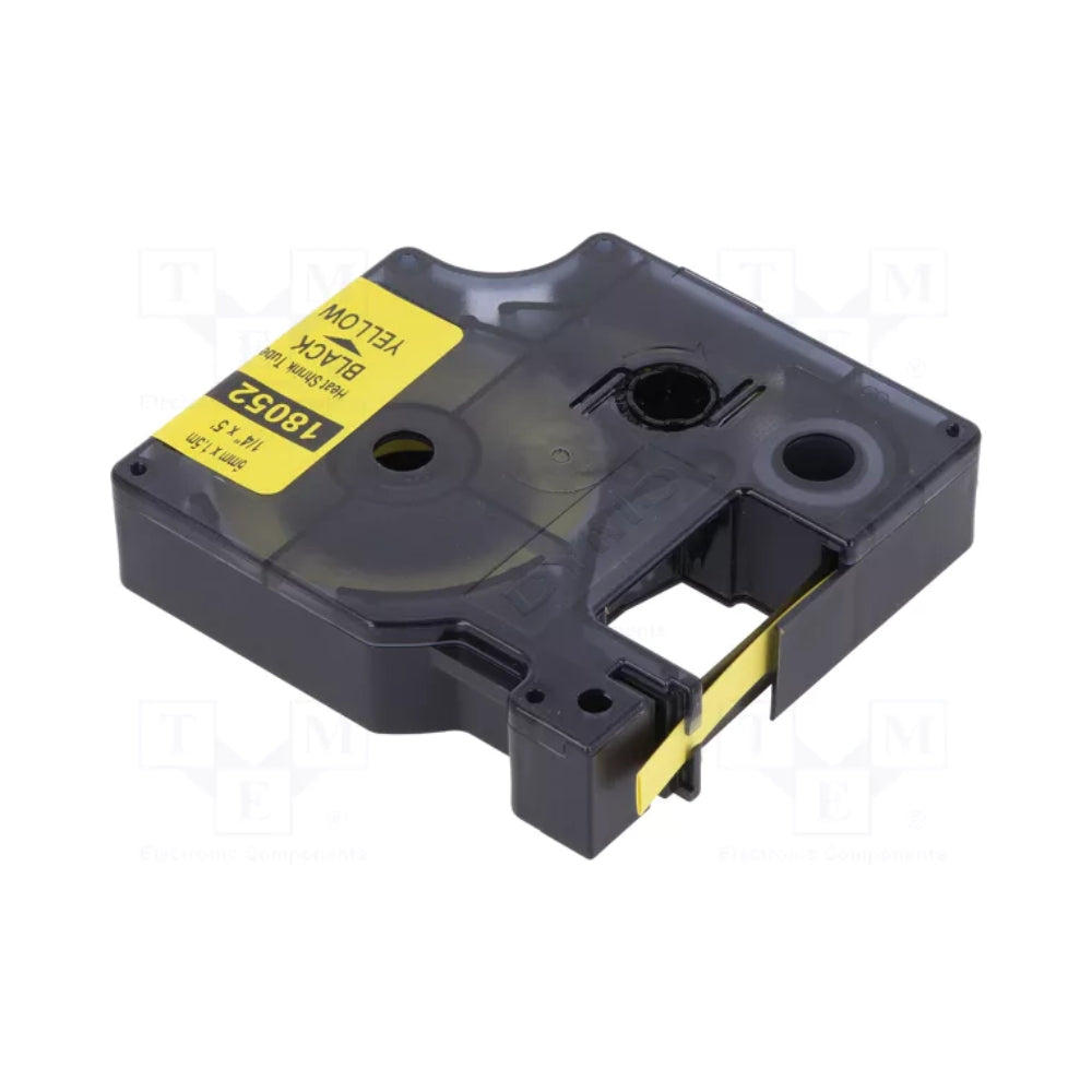Cinta Dymo Rhino Industrial Termocontraible texto Negro fondo Amarillo 6mm x 1.5m 18052