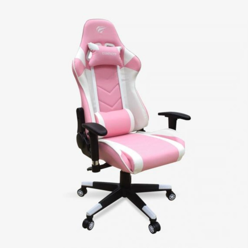 Silla Gamer Havit Gira 180 Grados Brazo Fijo Soporta hasta 150Kg color Blanco y Rosado GC932-WP