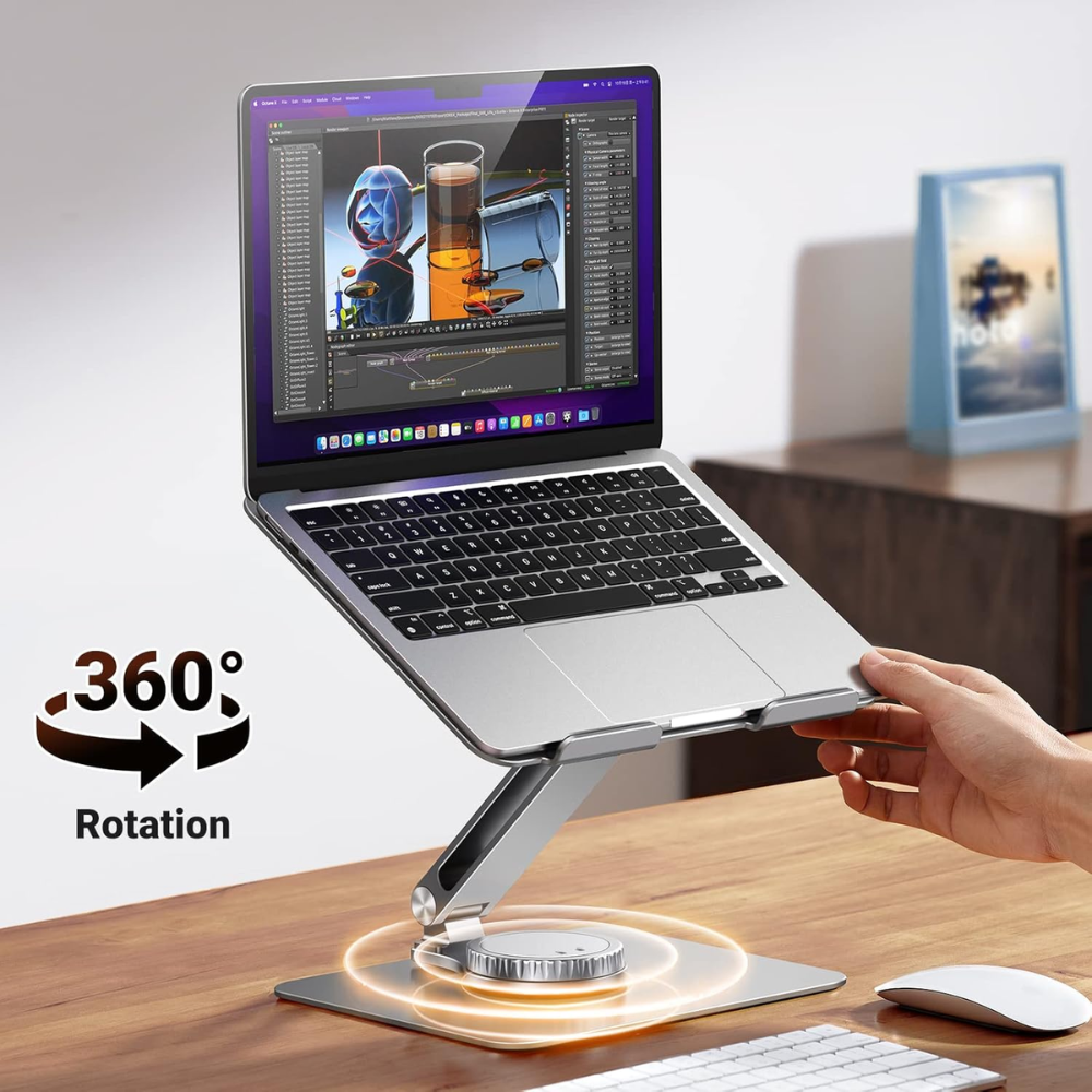 Soporte Ugreen para Laptop de Escritorio hasta 17.3" base giratoria 360 Grados Diseño Ergonomico Buena Ventilacion cuerpo de ALuminio 90849