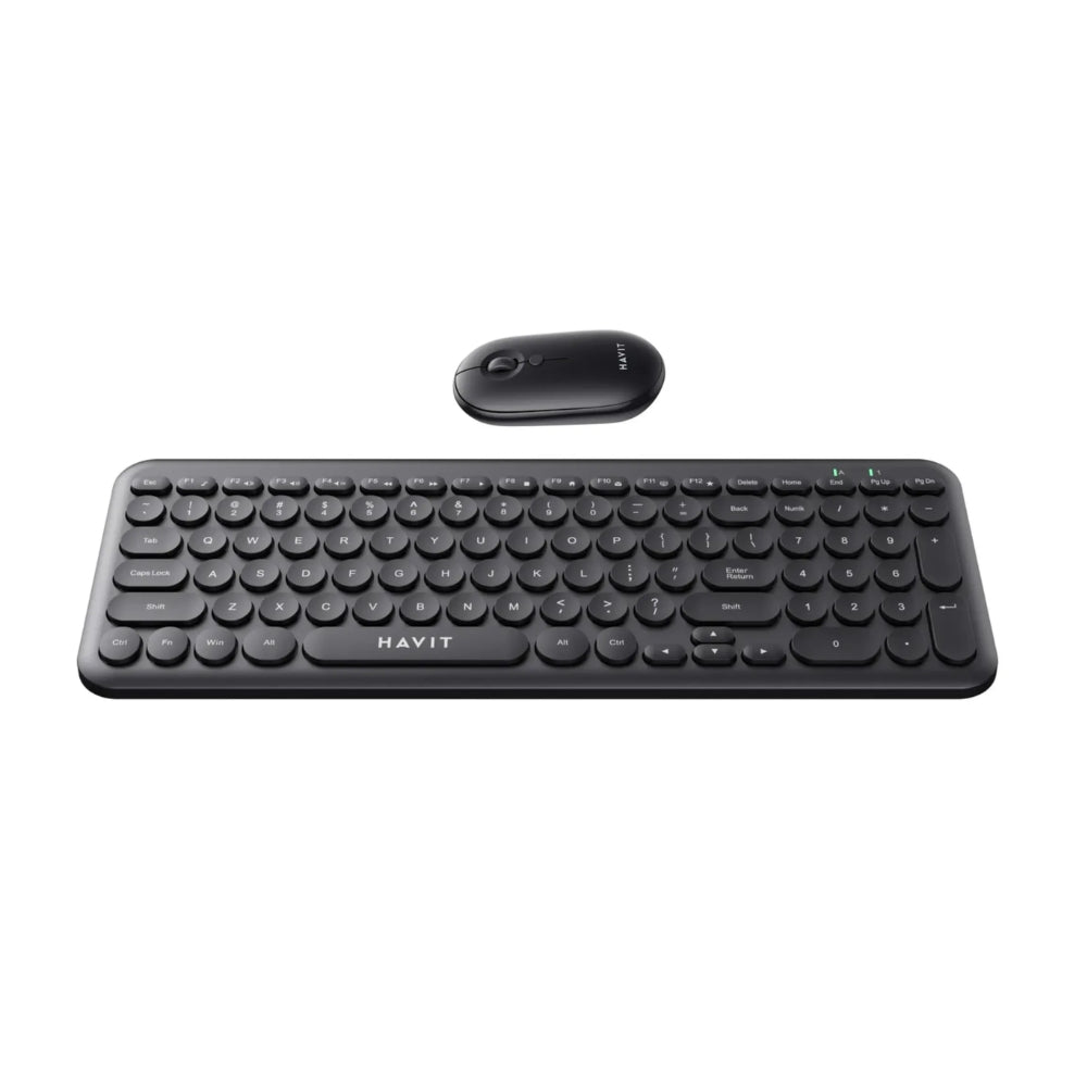 Combo Teclado y Mouse Havit Inalambrico Diseño Elegante Conexion 2.4GHz Mouse hasta 1600 DPI Alcance 10 Metros color Negro KB254GCM-BK