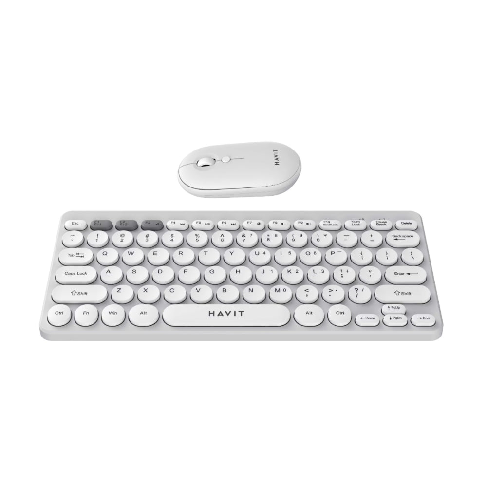 Combo Teclado y Mouse Havit Diseño Elegante Conexion 2.4GHz Mouse hasta 1600 DPI Alcance 10 Metros color Blanco KB279GCM-WH