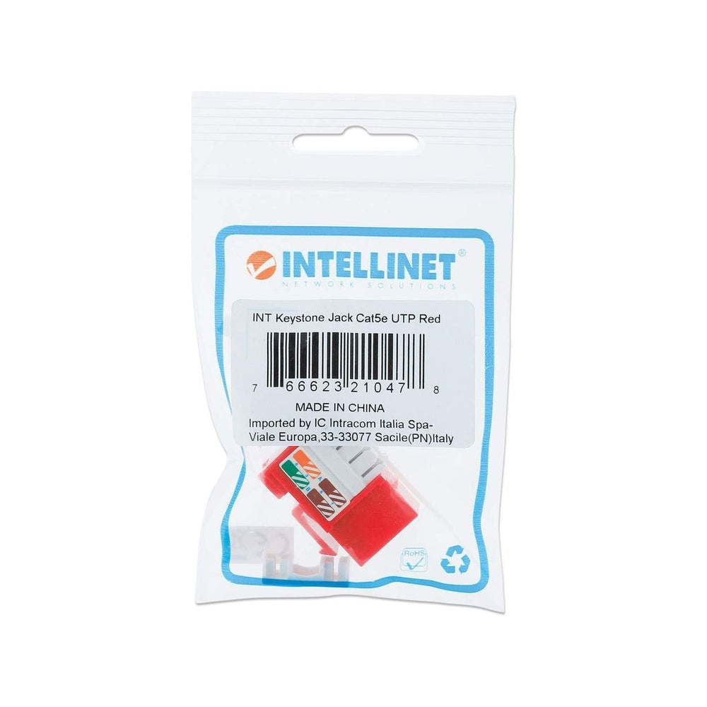 Conector RJ45 Intellinet Cat5E UTP cumple con ANSI TIA EIA 568B.2 Jack-Rojo 210478