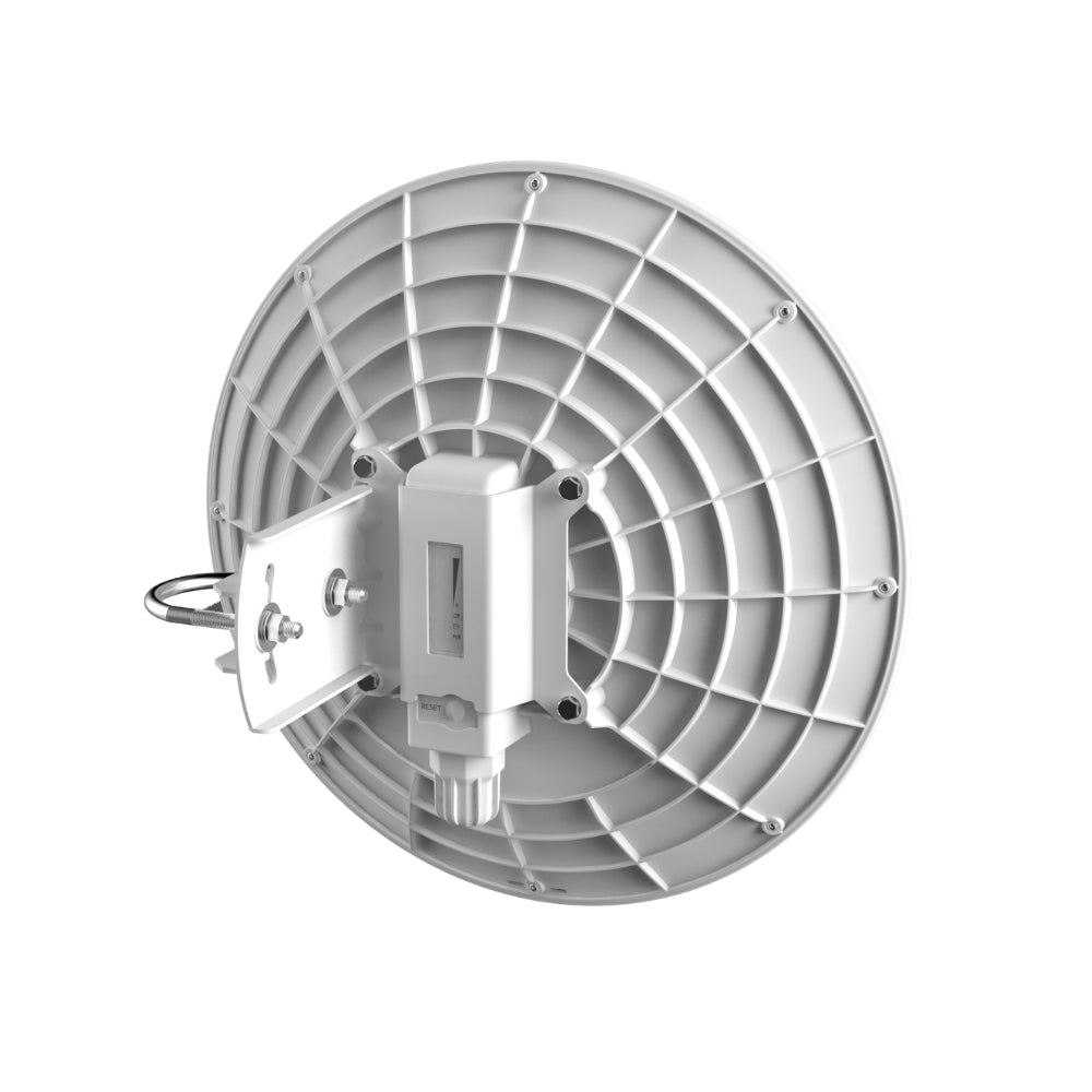 CPE Mikrotik Dynadich 5 Frecuencia 5GHz Ganancia 25dBi Potencia 31dBm 802.1A/N/AC +1 Ethernet Gigabit PoE 802.3AF/AT Licencia Nivel 3 Incluye Fuente RBDynaDishG-5HacD