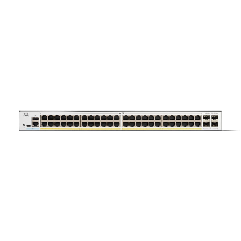 Switch Cisco Catalyst 1300 48 Puertos GE PoE 4x1G SFP PoE+ hasta 370 Watts Rackeable C1300-48P-4G