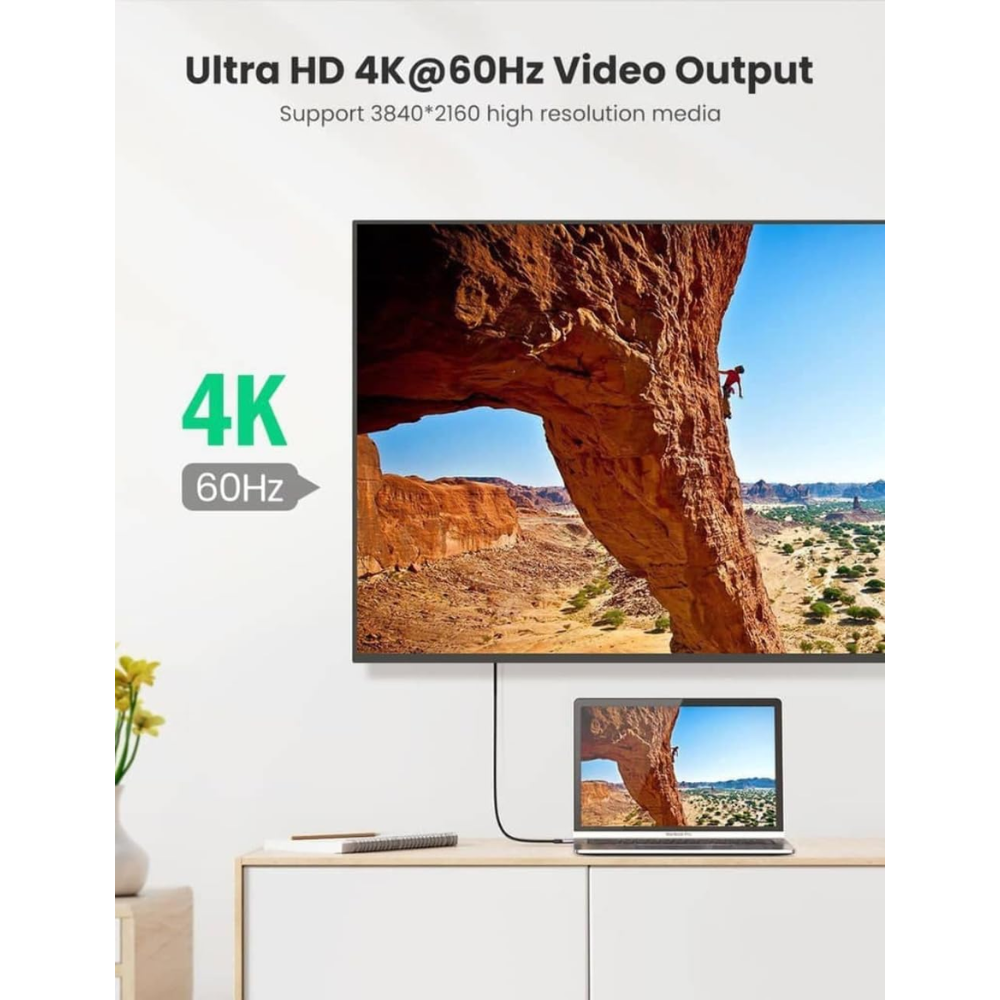 Cable USB-C 3.2 Gen2 Ugreen Tipo C a C de 1metro 100Watts 5Amp Transferencia hasta 10Gbps Thunderbolt 3 80150 80150