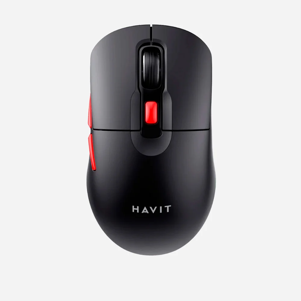 Mouse Havit Inalambrico Dual Tecnologia 2.4GHz Bluetooth 5.1 con 6 Botones 800,1200,2400 DPI Color Negro con Rojo MS59WB-BR