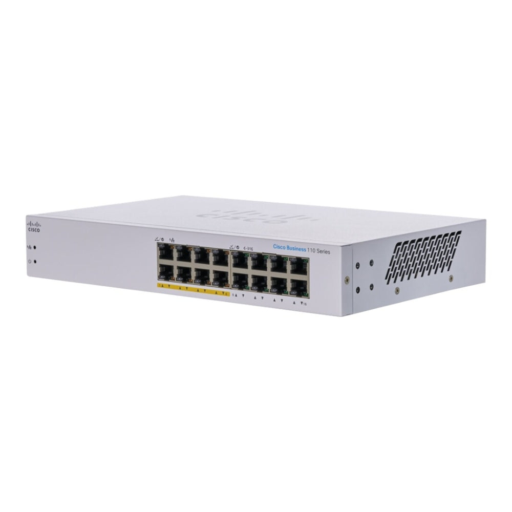 Switch Cisco CBS110 No Administrable 16 Puertos GE con 8 Puertos PoE hasta 64 Watts CBS110-16PP-NA