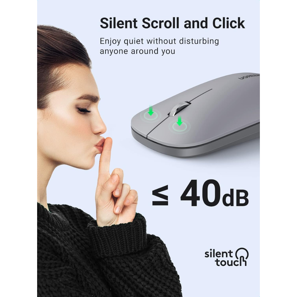 Mouse Ugreen Inalambrico 2.4GHz Ultra Slim hasta 4000 DPI color Gris 90373