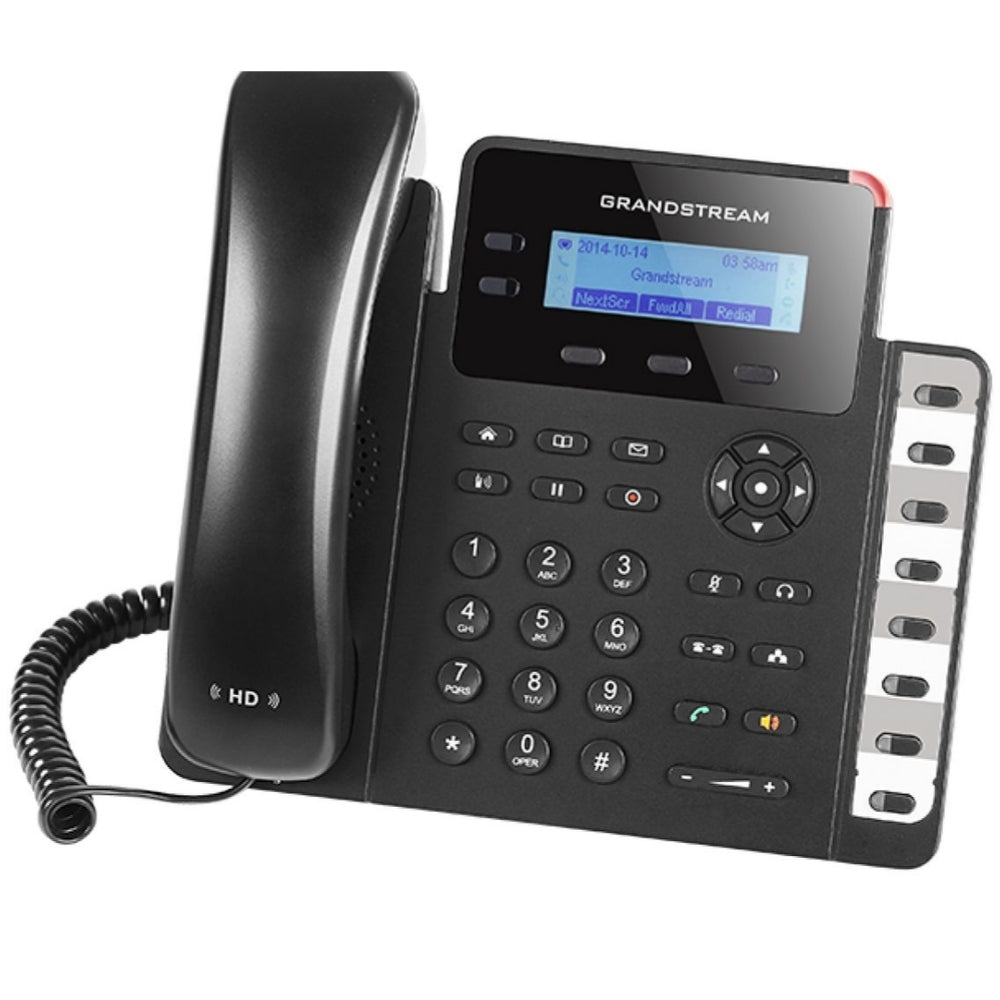 Telefono IP GranDStream 2 Lineas SIP 1 Puerto Ethernet Gigabit PoE 802.3AF Audio HD Bluetooth Conferencia 3 Vias Incluye Adaptador GXP1628