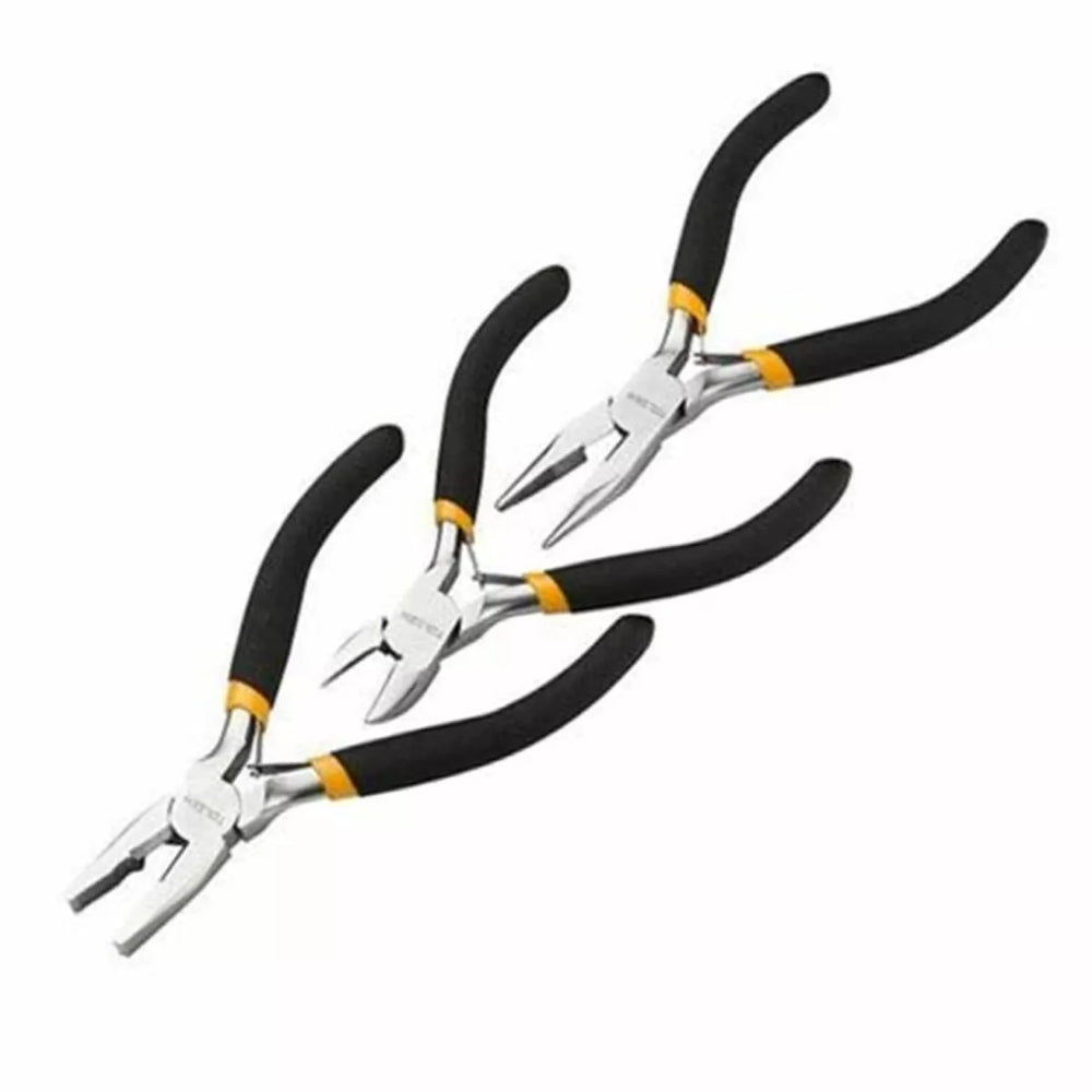 Set de 3 Mini Alicates Tolsen de 4.5" Material Acero Forjado Acabado en Niquel 10038