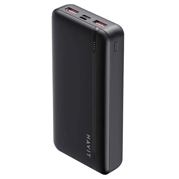 Cargador Portatil Havit Power Bank de 20.000 mAh puerto USB-A USB-C color Negro PB92-B