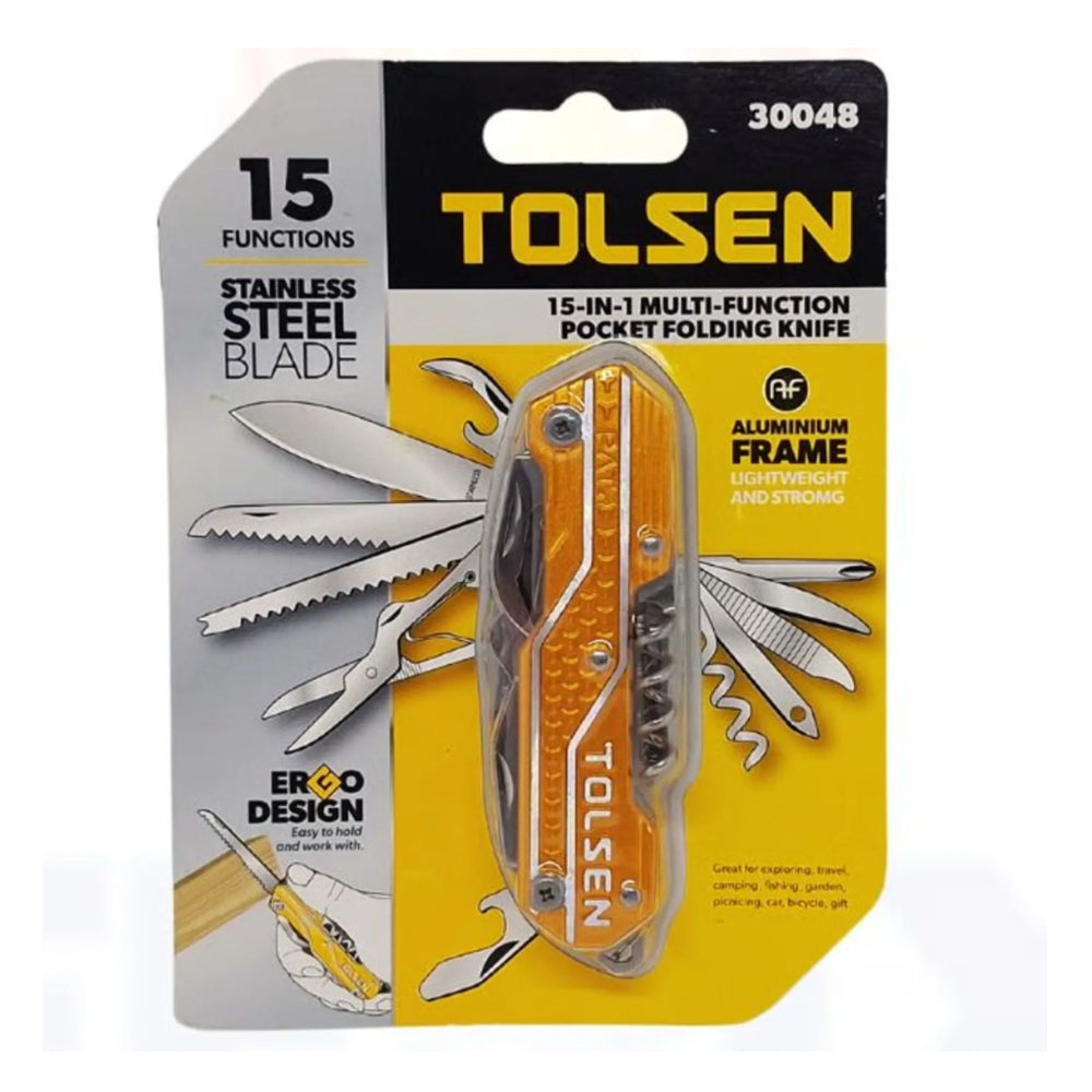 Navaja Multifuncion Tolsen 15en1 de Acero Inoxidable 30048