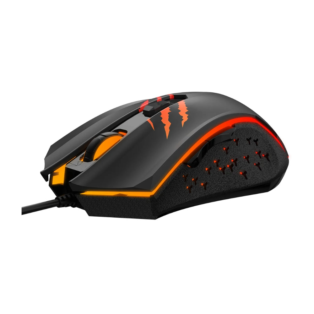Mouse Havit Gamer Cable USB-A Resolucion hasta 2400 DPI de 6 Botones Diseño Ergenomico color Negro MS1027