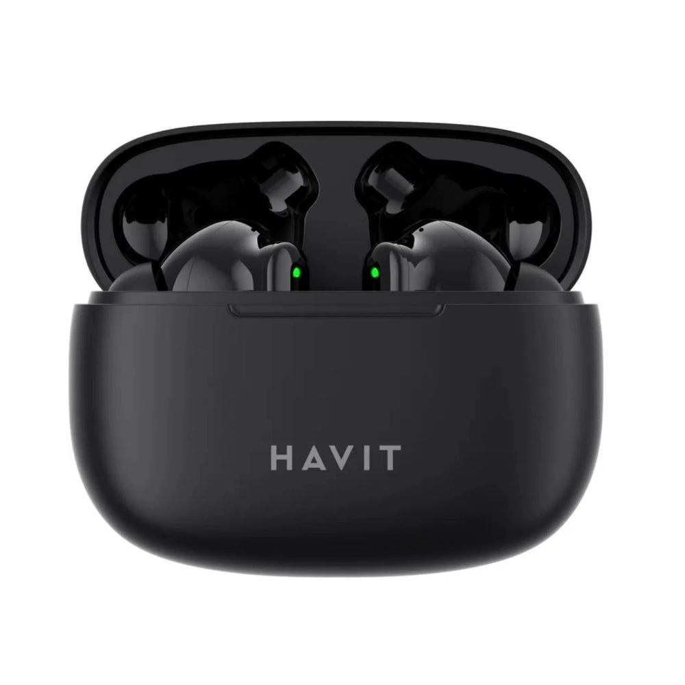 Auriculares Havit Inalambricos estereo Control Tactil Llamadas Nitidas Graves Potentes BT 5.3 Bateria hasta 5 Horas Puerto USB-C color Negro TW967 PRO-BK