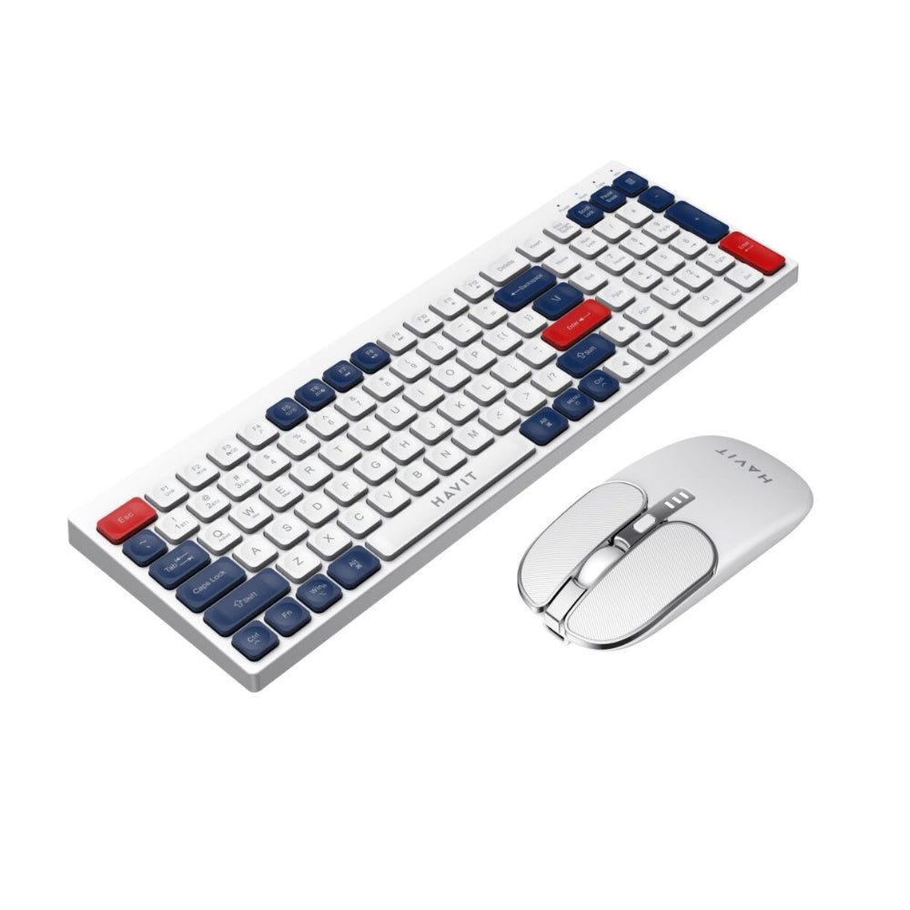 Combo Teclado y Mouse Havit Inalambrico Conexion Dual Inalambrico y BT 5.1 Alcance 10 Metros KB830WB-WH