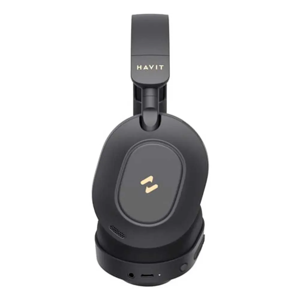 Audifonos Havit Inalambricos HI-Res Cancelacion de Ruido Activa Autonomia hasta 80 Horas Plegables Conexion a 2 Dispositivos en Simultaneo Puerto USB-C color Negro H668BT-BK