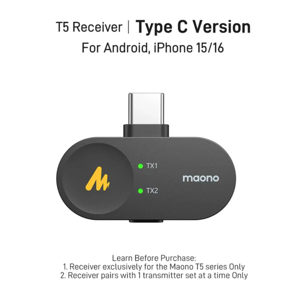 Microfono Inalambrico Maono Lavalier USB-C Formato Boton Cancelacion de Ruido Ajustable hasta 14 Niveles desde la APP WAVE T5