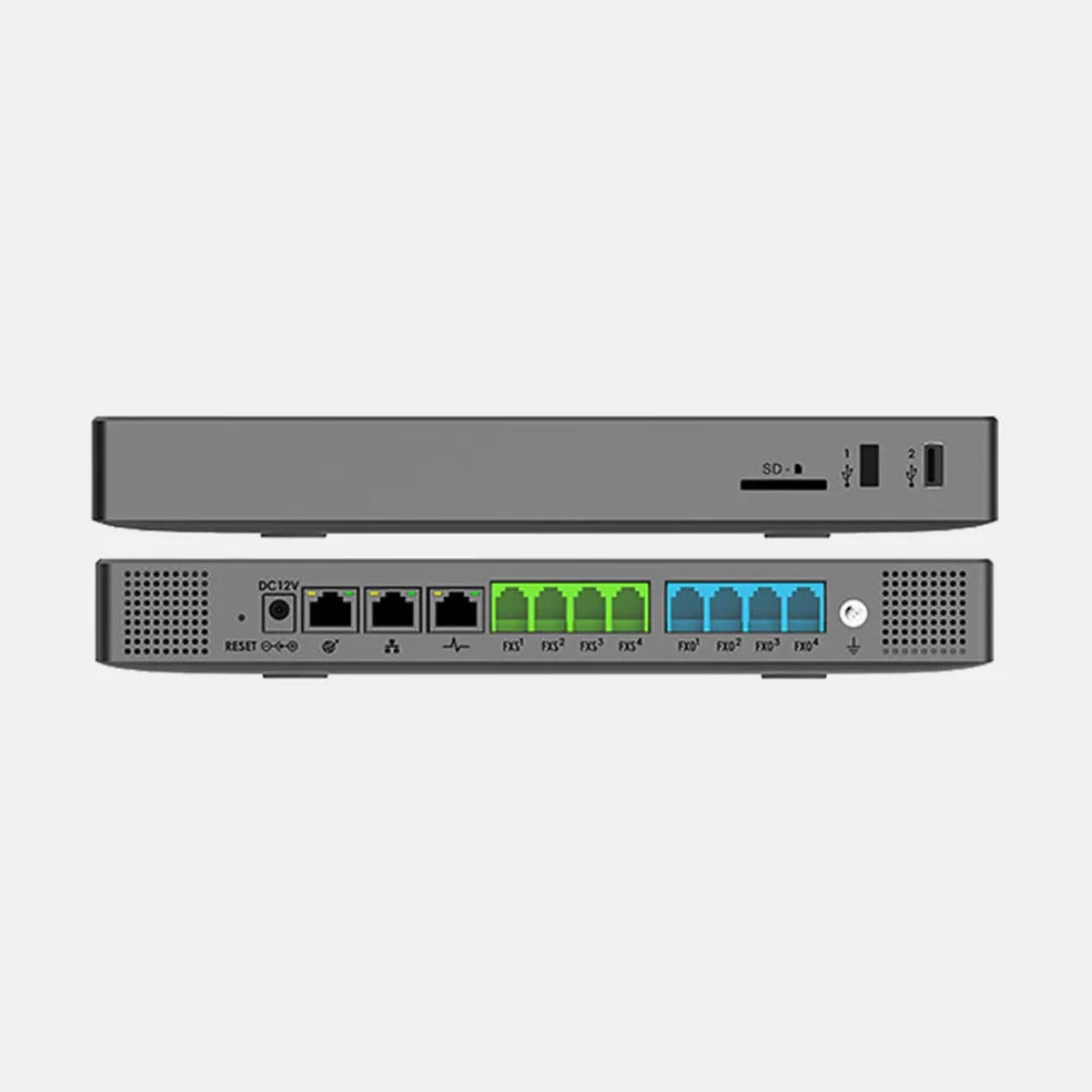 Central IP GranDStream 4 Troncales 4 Puertos FXO 4 Puertos FXS 1000 Cuentas SIP 150 Llamadas Simultaneas 3 Puertos Ethernet Gigabit PoE Soporta Alimentacion PoE UCM6304A