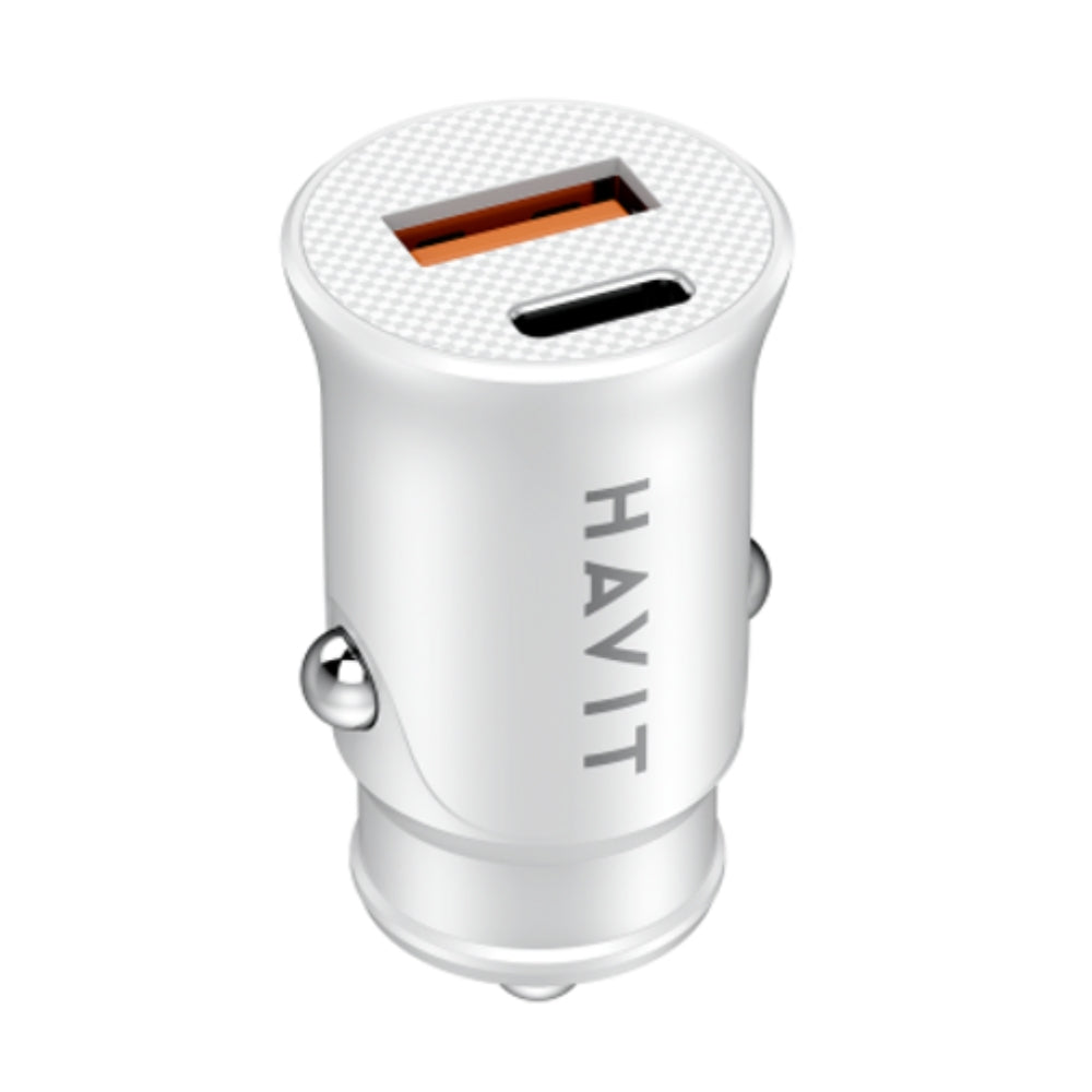 Cargador para Vehiculo Havit Salida Puerto USB-A 3Amp y USB-C 3Amp CC2022-WH