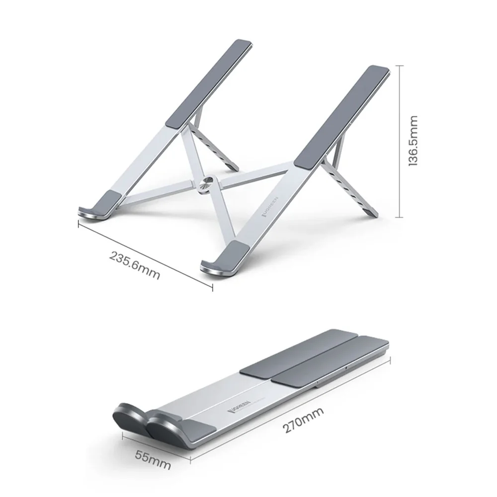 Soporte para Laptop Ugreen de ALuminio Diseño Ergonomico y Plegable soporta hasta 17.3" con 5 Alturas Regulables 40289