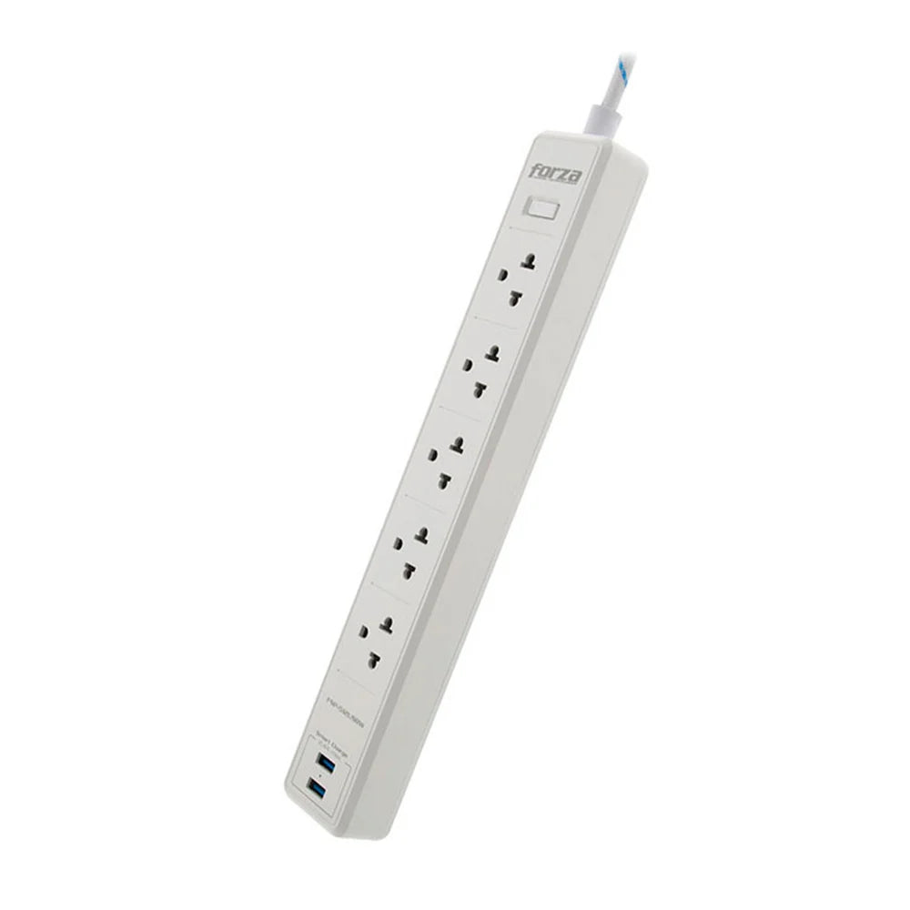 Protector de Sobretension Forza Nivel 2 1200J 1540W con 5 Salidas NEMA y 2 Puertos USB-A FSP-512USBW