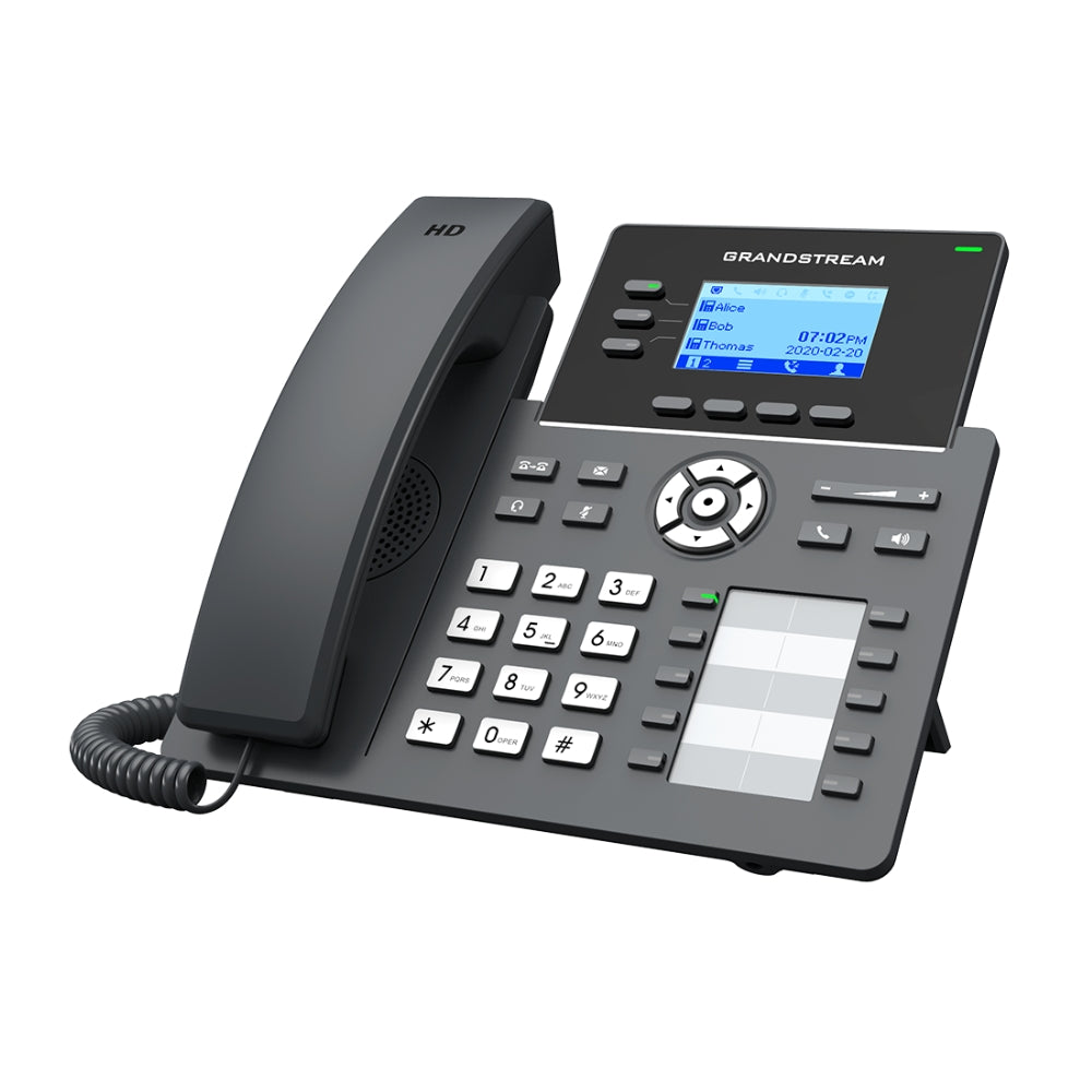 Telefono IP GranDStream 3 Lineas 6 Cuentas SIP 2 Puertos Ethernet Gigabit Pantalla LCD 2.7" Audio HD Conferencia 5 Vias No Incluye Adaptador GRP2604P
