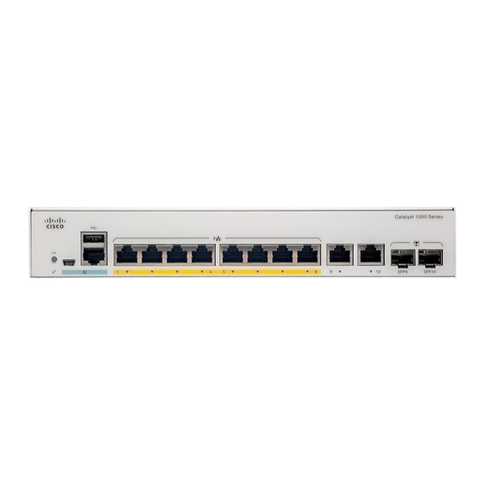 Switch Cisco Catalyst 1000 8 Puertos GE, PoE, 2x1G SFP PoE+ hasta 740 Watts C1000-8P-2G-L