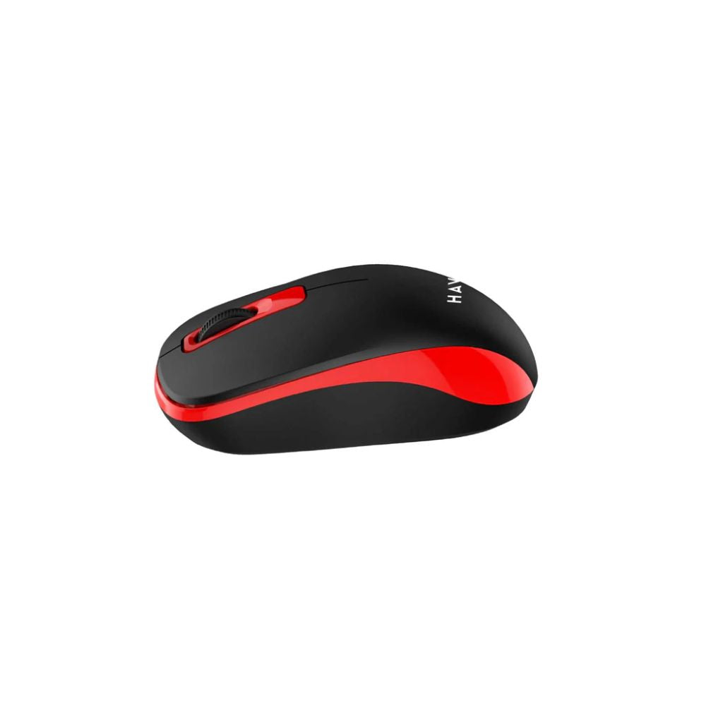 Mouse Havit Inalambrico Resolucion hasta 1200 DPI de 3 Botones Alcance 8 Metros color Negro y Rojo MS626GT-B-RED