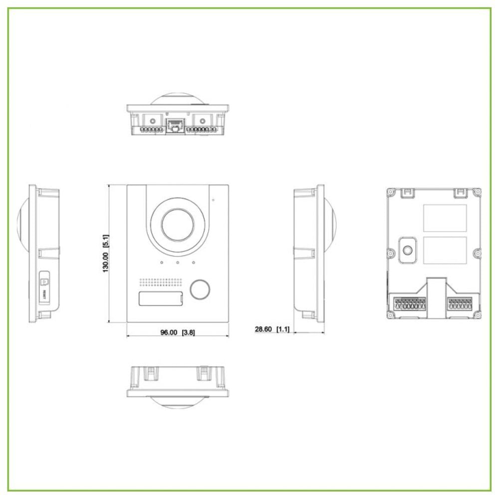 Frente de Calle Dahua 2MP PoE Funcion Intercomunicador Soporte 2 Chapas Panel Frontal de Aluminio Puerto 1xRS-485 IK07 IP65 DHI-VTO2201F-P